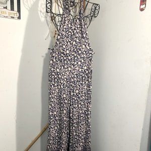 American Eagle Outfitters Floral tie neck jumpsuit hippy bohemian boho 90s y2k